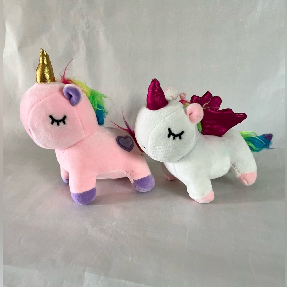 Snug a Babies Set of two Pink White Unicorn Plush